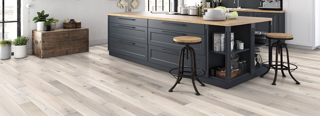 Gray kitchen hardwood room scene